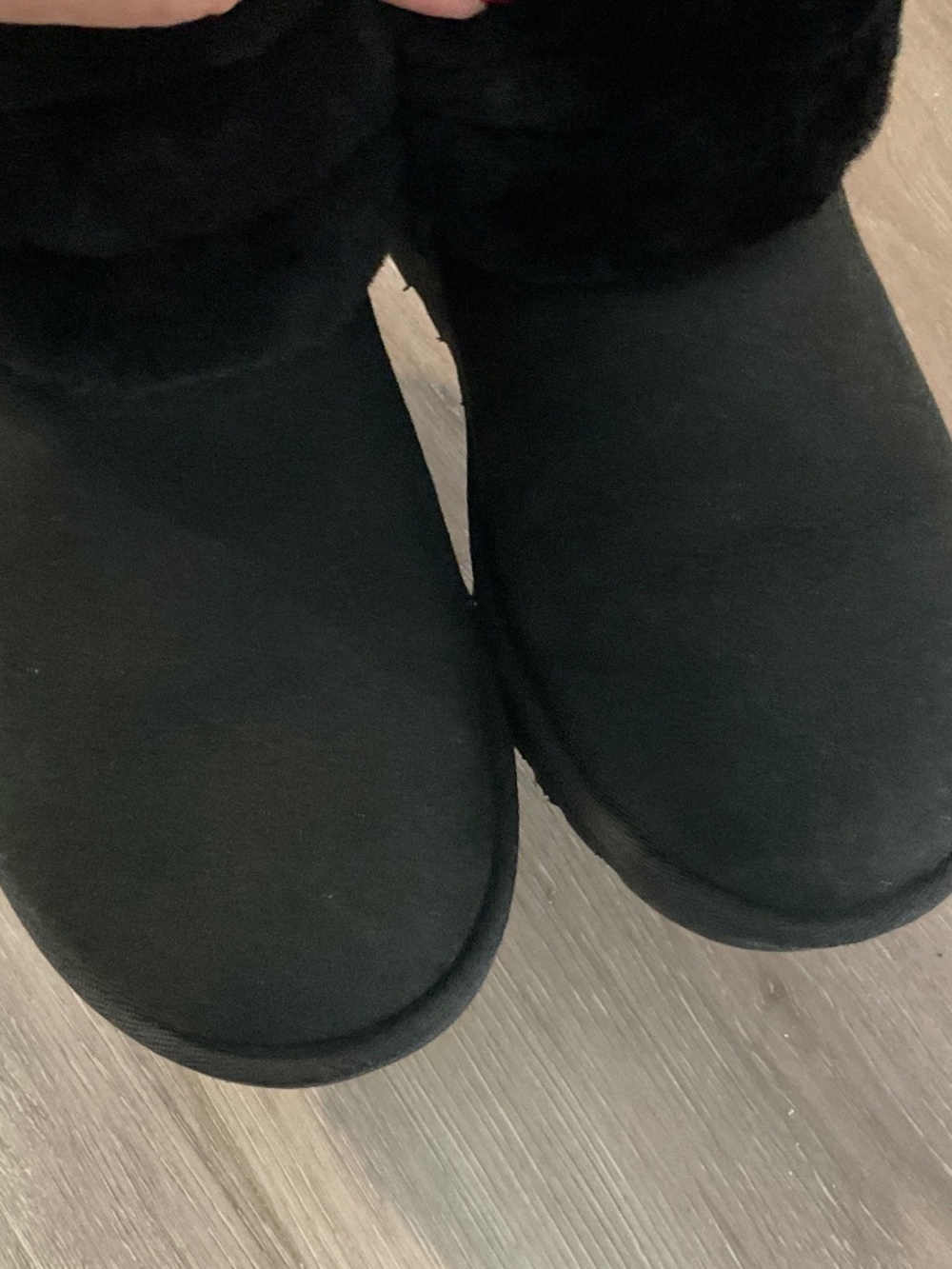 UGG Classic Mini Fluff Quilted Sheepskin Boots in Black Suede Size 7 NEW - Picture 6 of 11